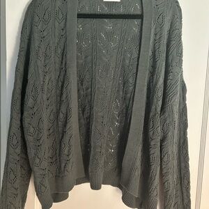 LC Lauren Conrad Green Open-Front Cardigan